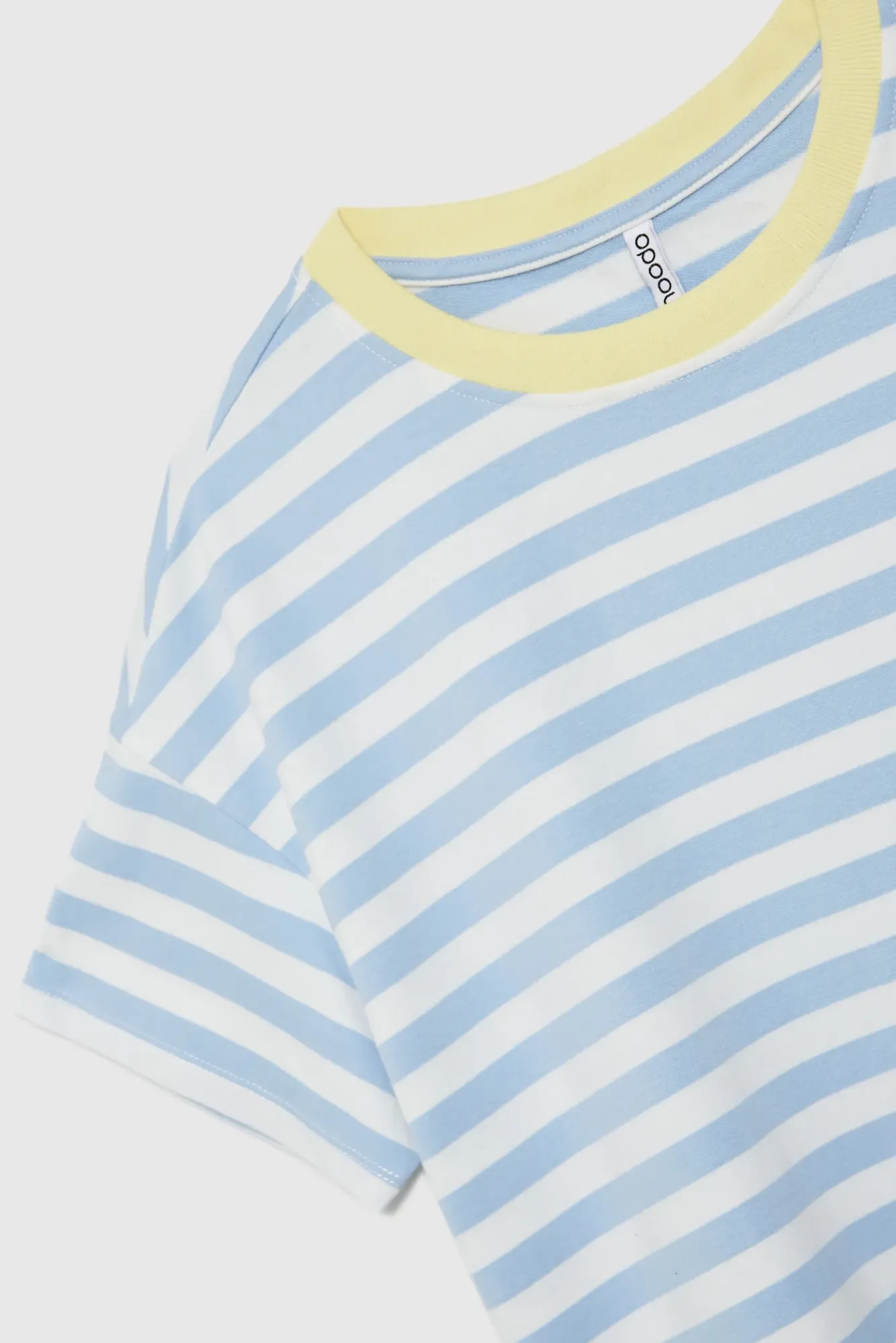 Bluzy Wiosenne|Bluzy Damskie Bez Kaptura>Moodo Bawełniana bluza w paski z krótkimi rękawami błękitna