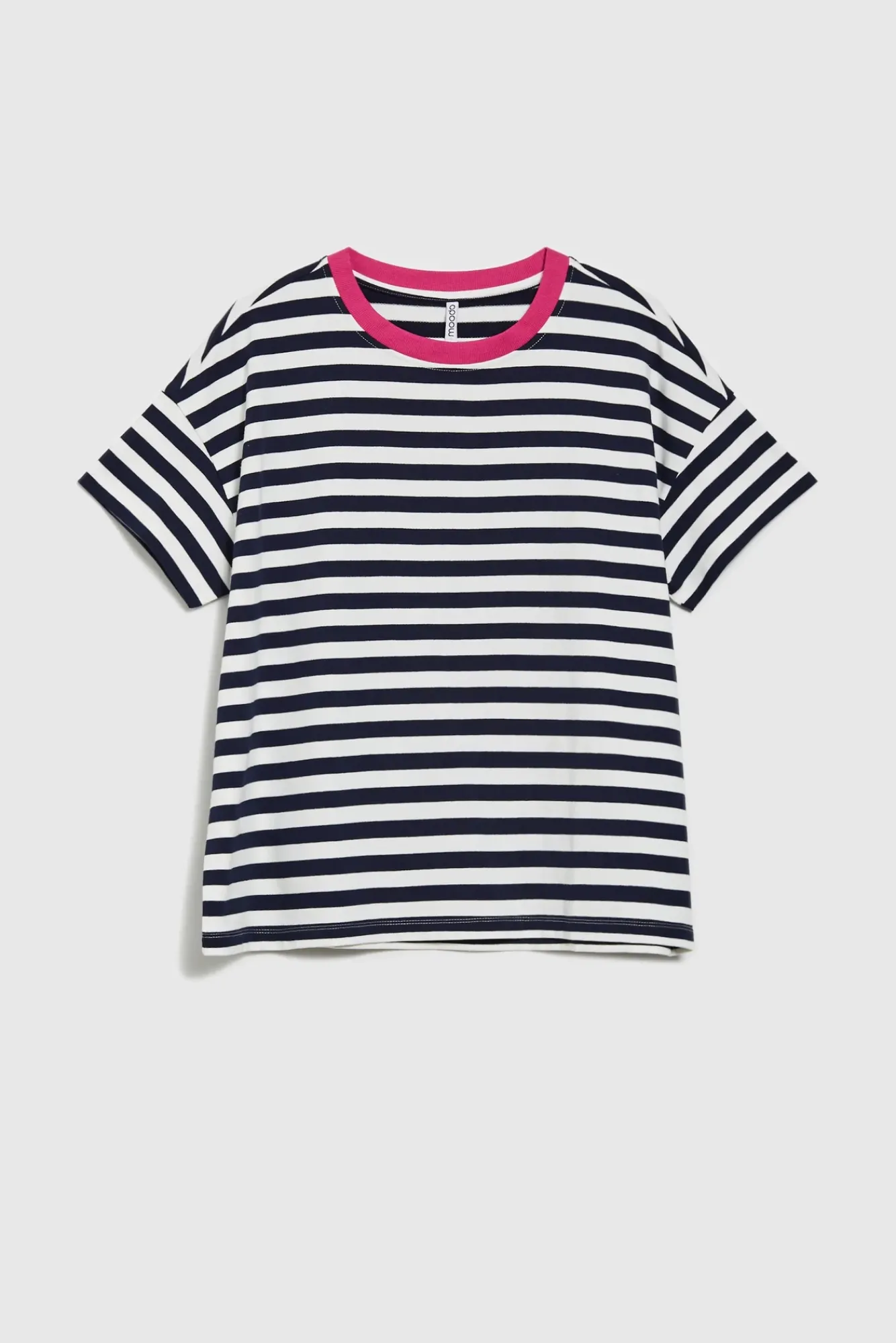 Bluzy Wiosenne|Bluzy Damskie Bawełniane>Moodo Bawełniana bluza w paski z krótkimi rękawami granatowa