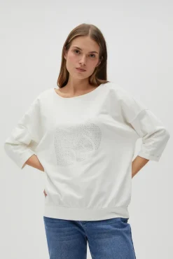 Bluzy Wiosenne|Bluzy Damskie Sportowe>Moodo Bawełniana bluza z rękawami 3/4 biała