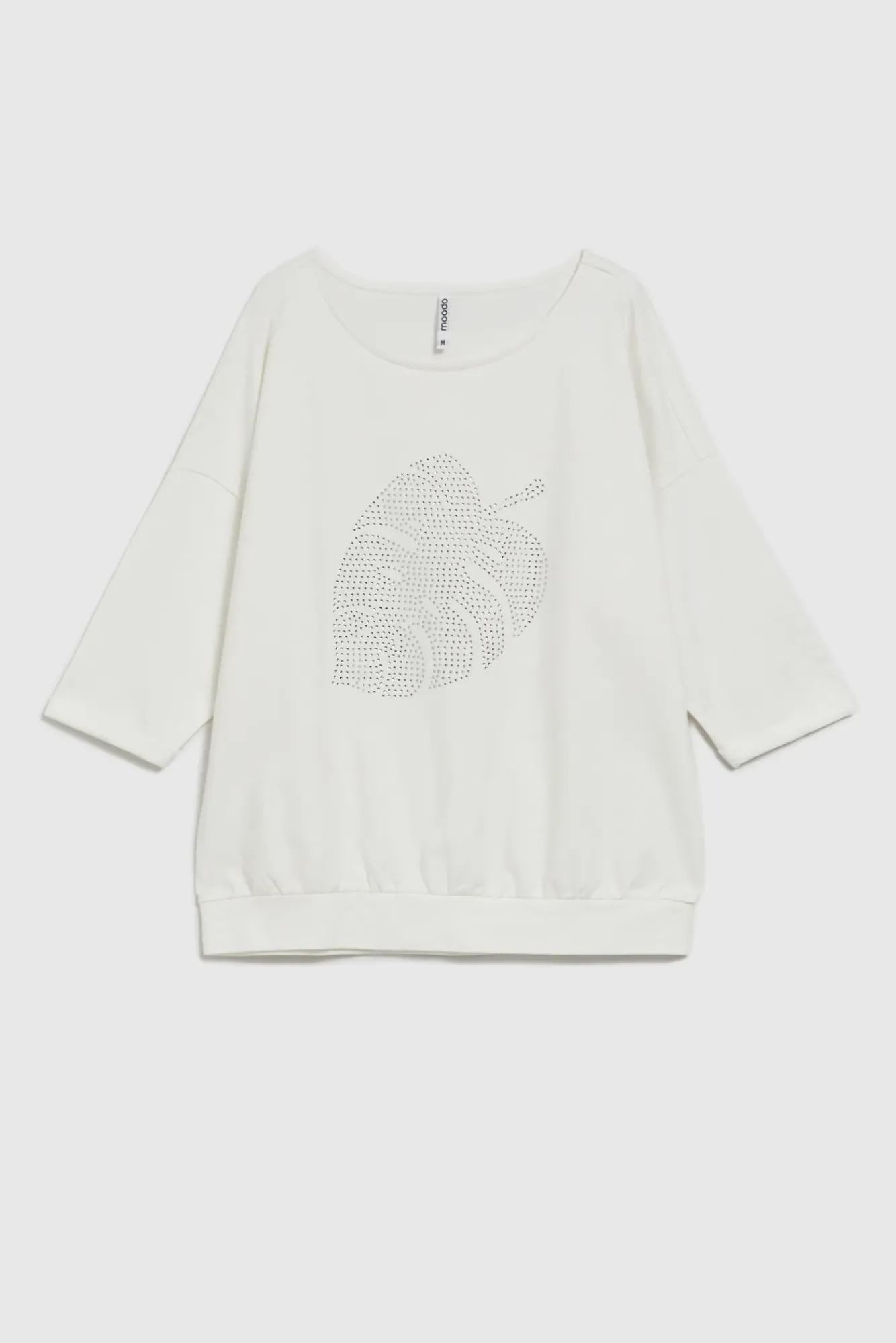 Bluzy Wiosenne|Bluzy Damskie Sportowe>Moodo Bawełniana bluza z rękawami 3/4 biała
