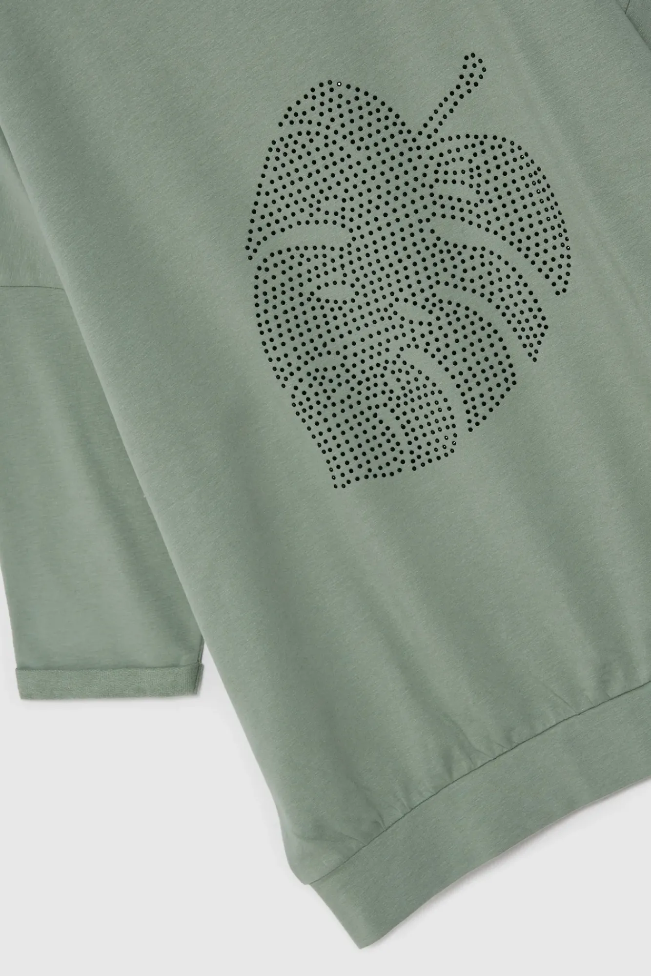 Bluzy Wiosenne|Bluzy Damskie Sportowe>Moodo Bawełniana bluza z rękawami 3/4 oliwkowa