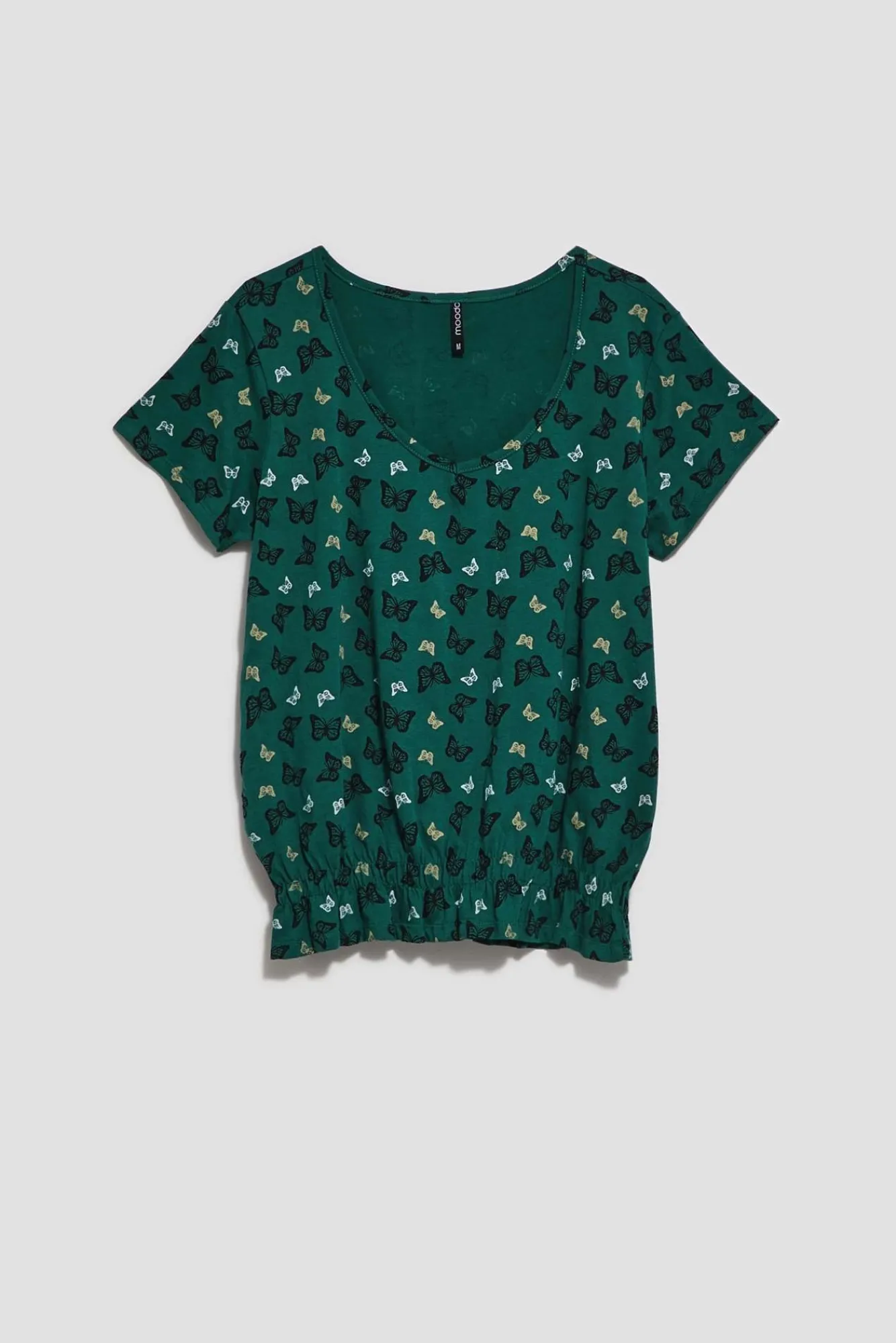 Bluzki Bawełniane|Bluzki Z Krótkim Rękawem>Moodo Bawełniana bluzka ze ściągaczem malahitowa