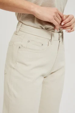 Jeansy Proste|Jeansy Regular Fit>Moodo Bawełniane jeansy z prostą nogawką beżowe