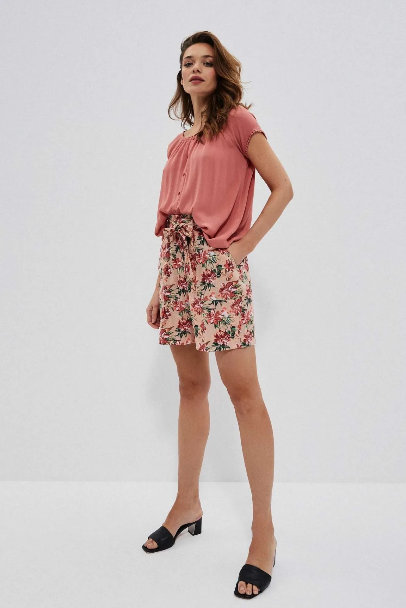 Szorty Damskie Bawełniane|Szorty Damskie Letnie>Moodo Bawełniane szorty w kwiaty