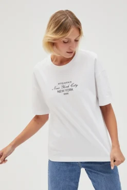 Bluzki Biale|Bluzki Bawełniane>Moodo Bawełniany biały t-shirt z napisem