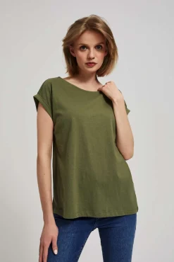 Bluzki Bawełniane|Bluzki Zielone>Moodo Bawełniany t-shirt oliwkowy