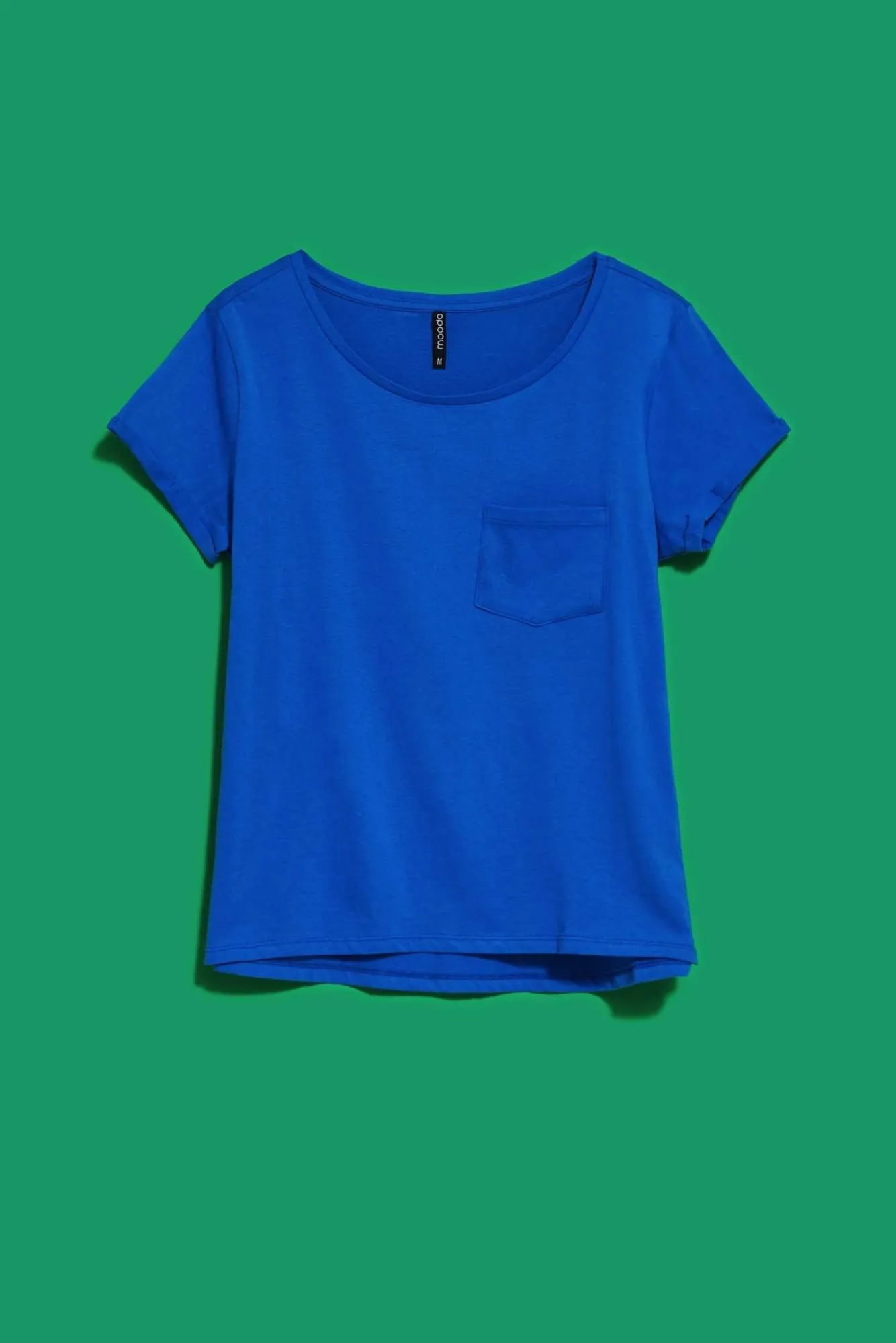 Bluzki Bawełniane|Bluzki Z Krótkim Rękawem>Moodo Bawełniany t-shirt z kieszkonką niebieski