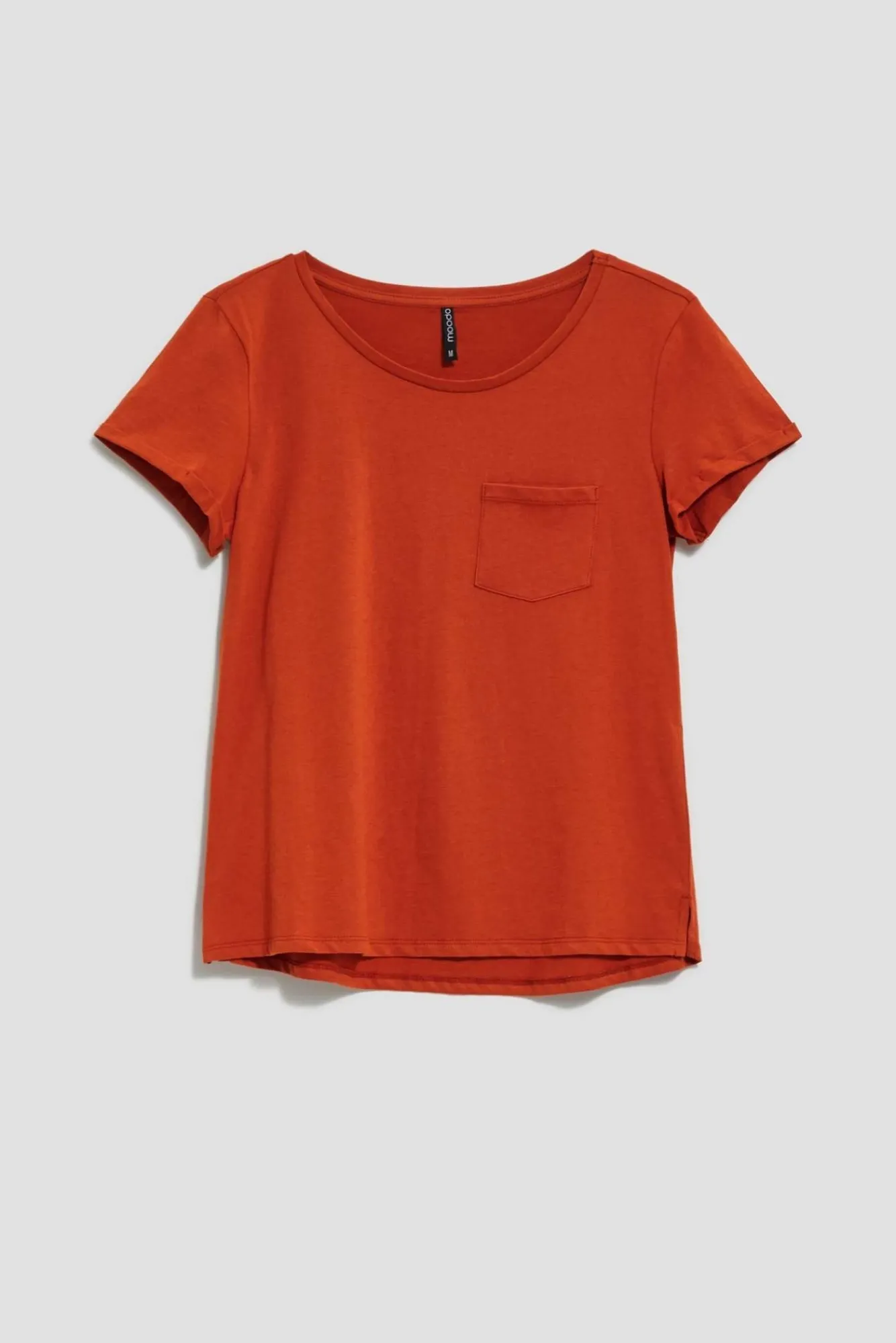 Bluzki Bawełniane|Bluzki Z Krótkim Rękawem>Moodo Bawełniany t-shirt z kieszkonką brązowy