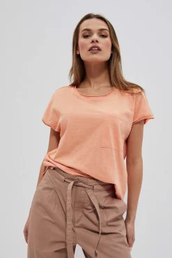 Bluzki Bawełniane|Bluzki Z Krótkim Rękawem>Moodo Bawełniany t-shirt z kieszonką