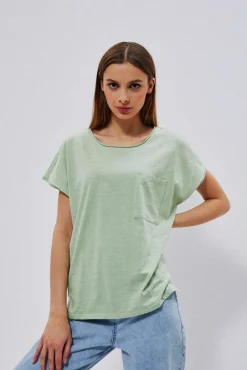 Bluzki Bawełniane|Bluzki Z Krótkim Rękawem>Moodo Bawełniany t-shirt z kieszonką