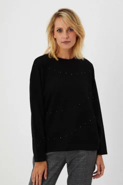 Bluzy Damskie Czarne|Bluzy Zimowe>Moodo Bluza czarna z dżetami