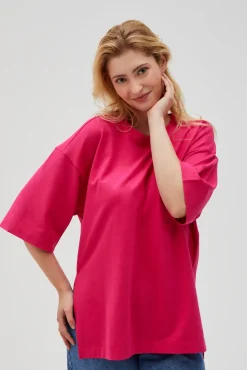 Bluzy Wiosenne|Bluzy Damskie Bez Kaptura>Moodo Bluza oversize fuksjowa