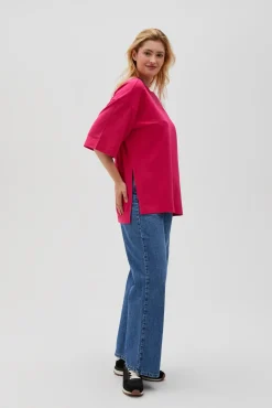 Bluzy Wiosenne|Bluzy Damskie Bez Kaptura>Moodo Bluza oversize fuksjowa