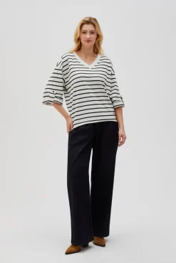 Bluzy Wiosenne|Bluzy Damskie Bez Kaptura>Moodo Bluza oversize w paski biało-czarna