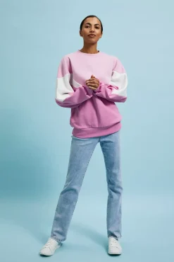 Bluzy Damskie Kolorowe|Bluzy Wiosenne>Moodo Bluza oversize wkładana przez głowę różowa