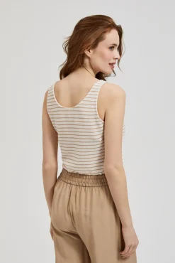 Bluzki Na Lato|Bluzki Biale>Moodo Bluza top w paski biała