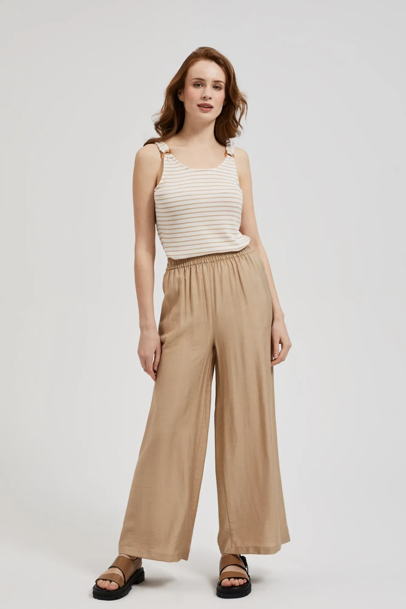 Bluzki Na Lato|Bluzki Biale>Moodo Bluza top w paski biała