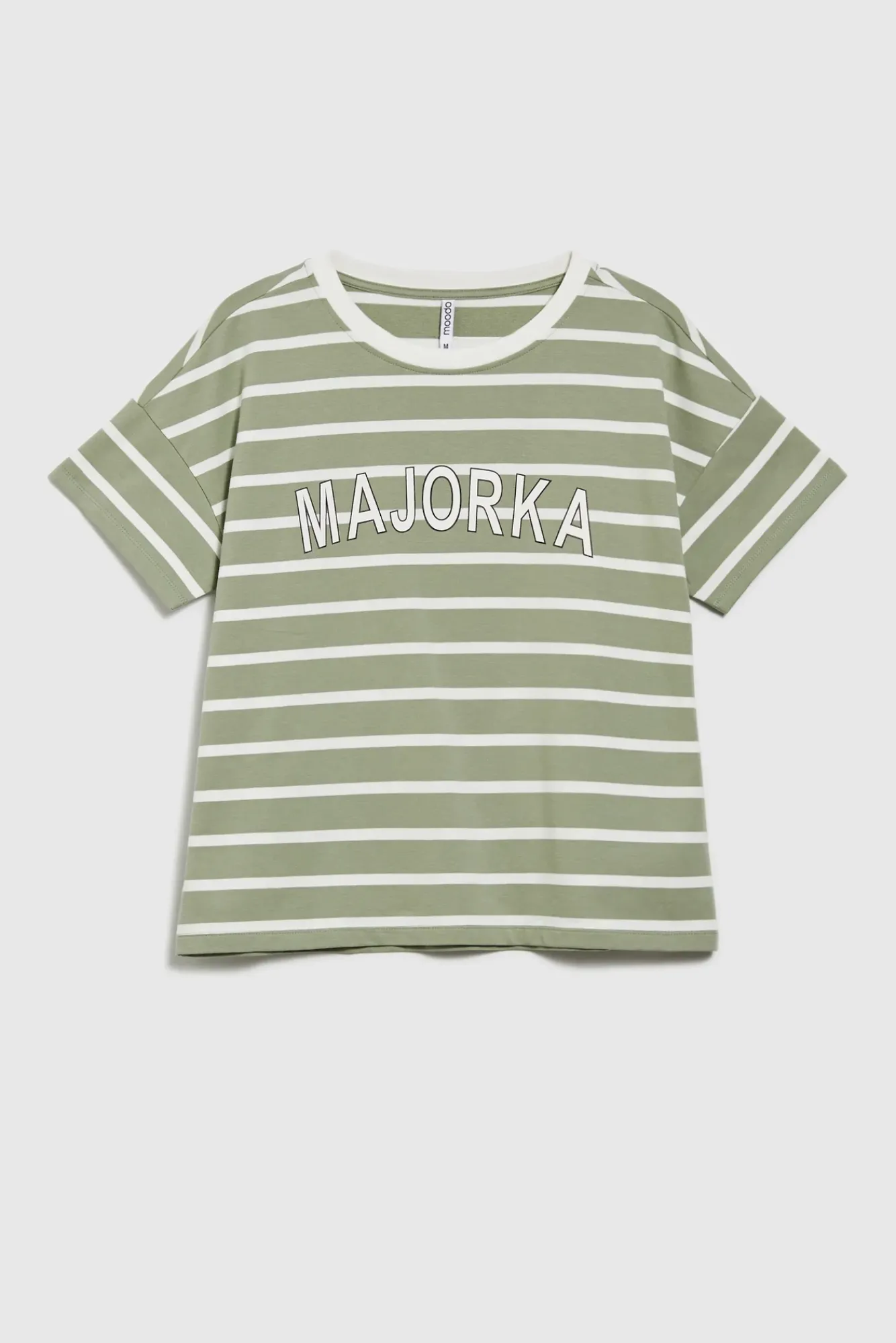 Bluzy Wiosenne|Bluzy Damskie Bawełniane>Moodo Bluza w paski z napisem oliwkowa
