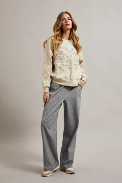 Bluzy Damskie Bez Kaptura|Bluzy Damskie Oversize>Moodo Bluza z aplikacją beżowa