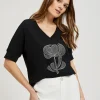 Bluzy Damskie Czarne|Bluzy Wiosenne>Moodo Bluza z dżetami czarna