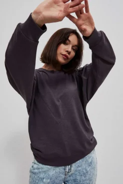 Bluzy Damskie Bez Kaptura|Bluzy Damskie Oversize>Moodo Bluza z dresowej dzianiny