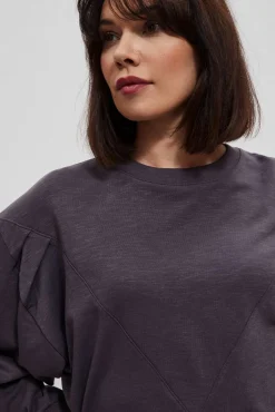 Bluzy Damskie Bez Kaptura|Bluzy Damskie Oversize>Moodo Bluza z dresowej dzianiny