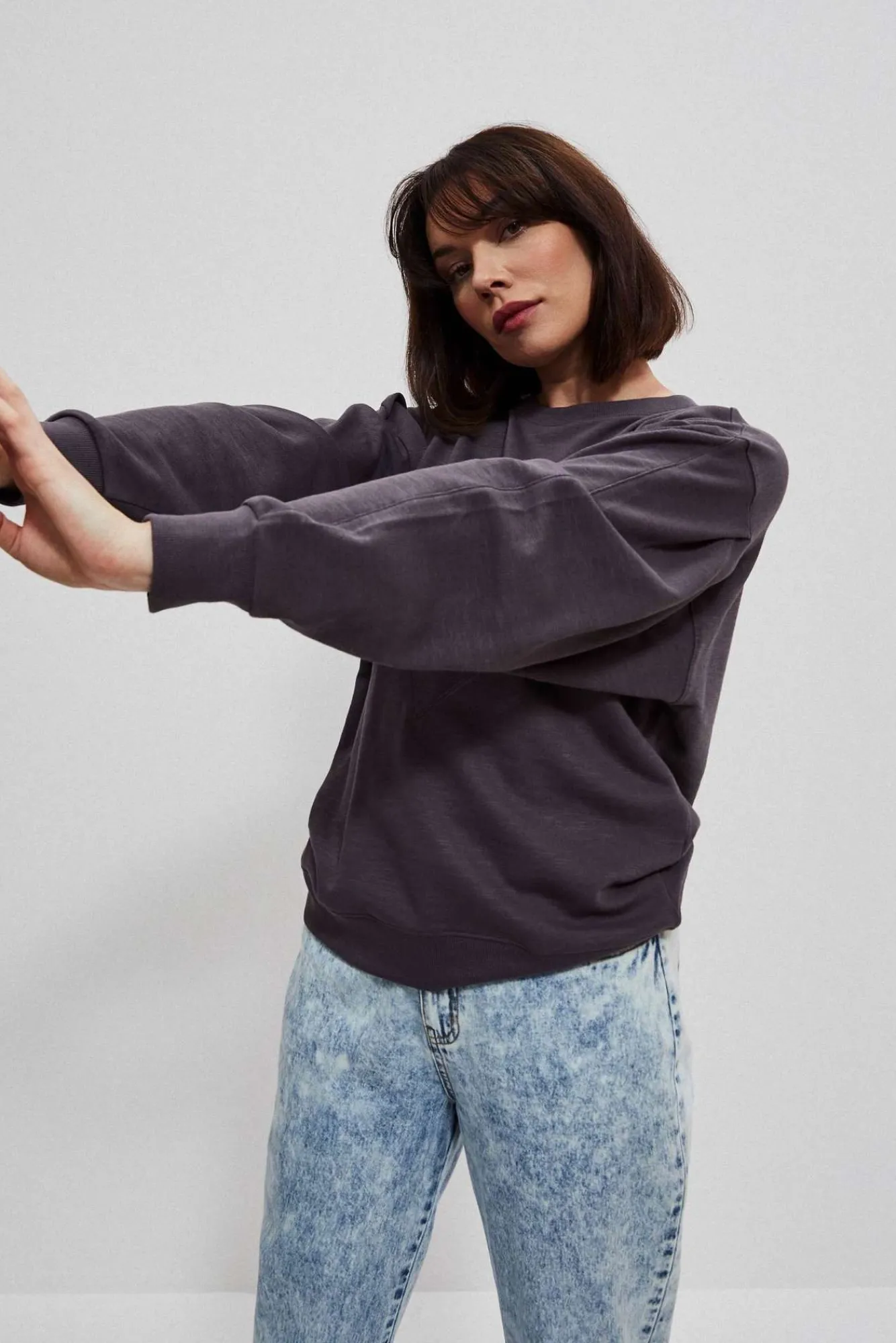 Bluzy Damskie Bez Kaptura|Bluzy Damskie Oversize>Moodo Bluza z dresowej dzianiny