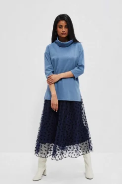 Bluzy Zimowe|Bluzy Damskie Eleganckie>Moodo Bluza z golfem ciemnoniebieska