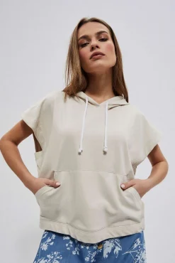 Bluzy Wiosenne|Bluzy Damskie Sportowe>Moodo Bluza z kapturem bez rękawów
