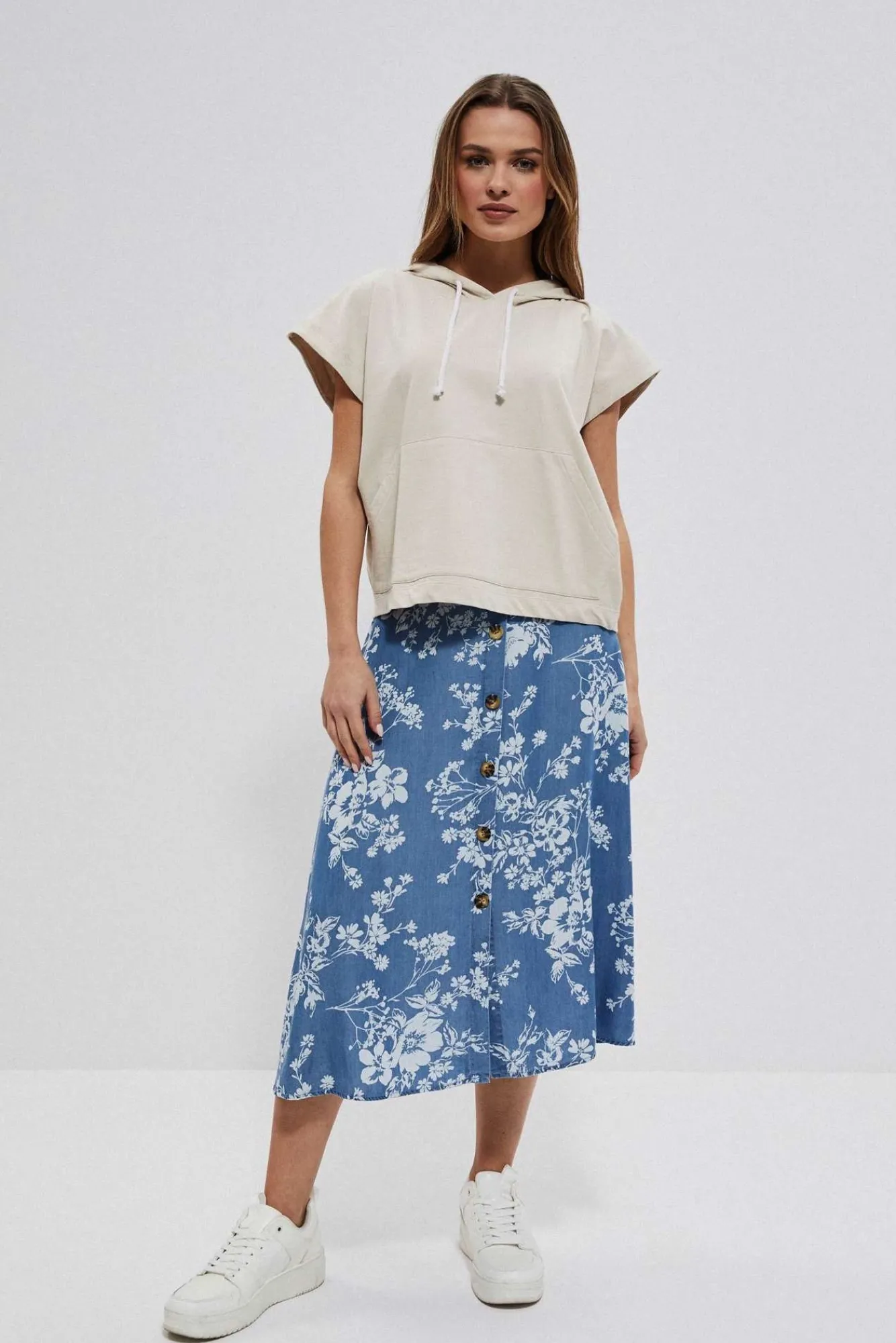 Bluzy Wiosenne|Bluzy Damskie Sportowe>Moodo Bluza z kapturem bez rękawów
