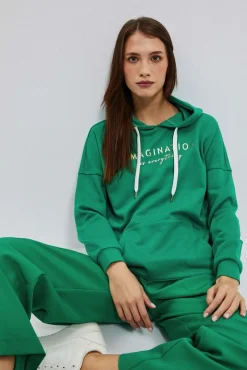 Bluzy Wiosenne|Bluzy Damskie Sportowe>Moodo Bluza z kapturem i napisem