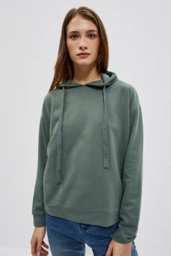 Bluzy Zimowe|Bluzy Damskie Sportowe>Moodo Bluza z kapturem oliwkowa