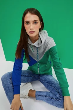 Bluzy Damskie Kolorowe|Bluzy Wiosenne>Moodo Bluza z kapturem zielona