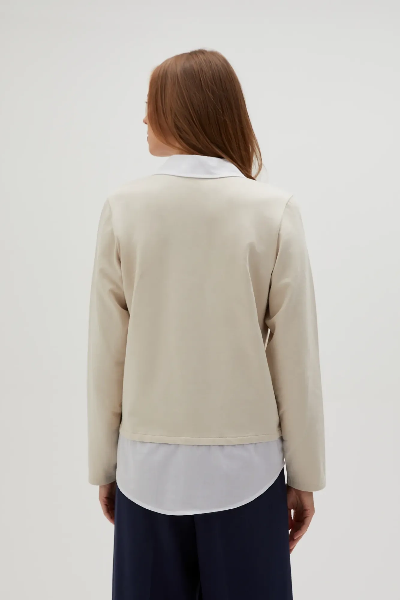 Bluzy Damskie Bawełniane|Bluzy Damskie Eleganckie>Moodo Bluza z kołnierzykiem beżowa