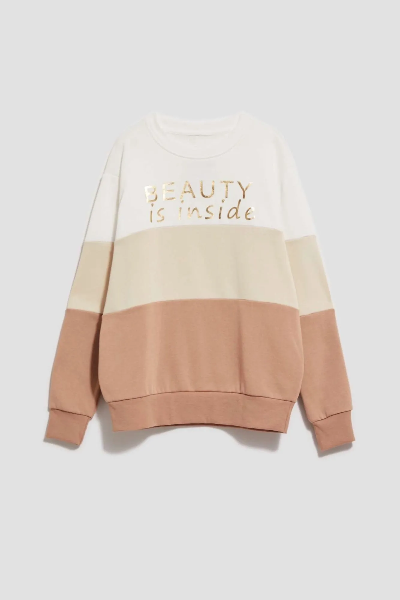Bluzy Damskie Bez Kaptura|Bluzy Damskie Z Nadrukiem>Moodo Bluza z nadrukiem ciemnobeżowa
