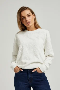 Bluzy Damskie Białe|Bluzy Damskie Bez Kaptura>Moodo Bluza z okrągłym dekoltem biała