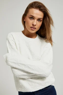 Bluzy Damskie Białe|Bluzy Damskie Bez Kaptura>Moodo Bluza z okrągłym dekoltem biała