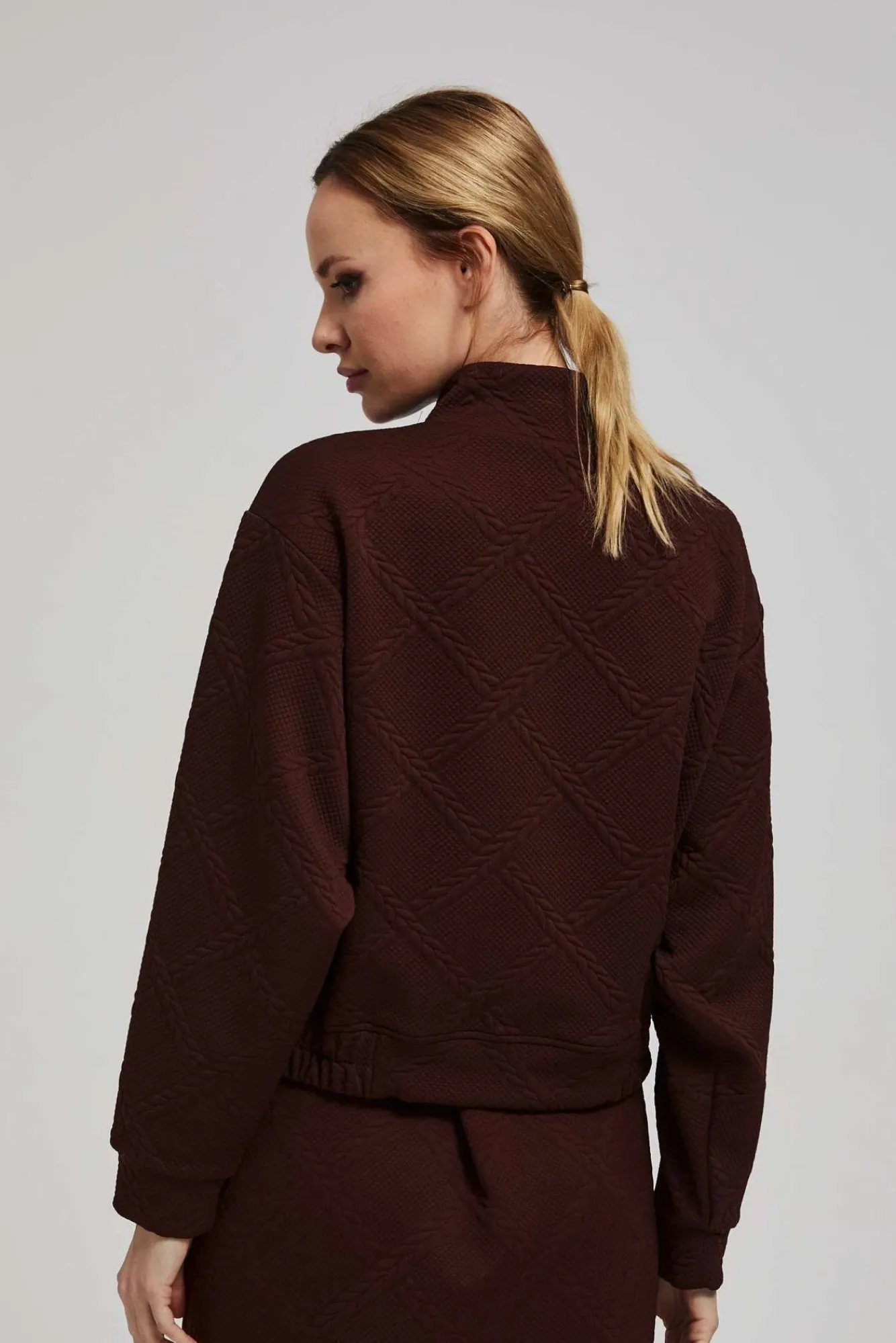 Bluzy Zimowe|Bluzy Retro>Moodo Bluza z ozdobnymi guzikami brązowa