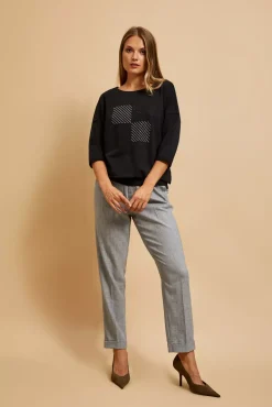 Bluzy Damskie Czarne|Bluzy Wiosenne>Moodo Bluza z rękawami 3/4 czarna