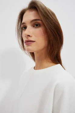 Bluzy Damskie Białe|Bluzy Wiosenne>Moodo Bluza z wiązaniem w pasie