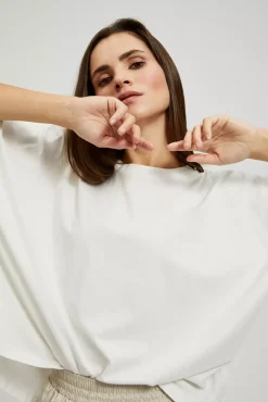 Bluzki Bawełniane|Bluzki Na Lato>Moodo Bluzka oversize biała