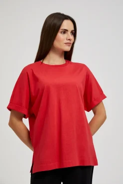 Bluzki Bawełniane|Bluzki Z Krótkim Rękawem>Moodo Bluzka oversize czerwona