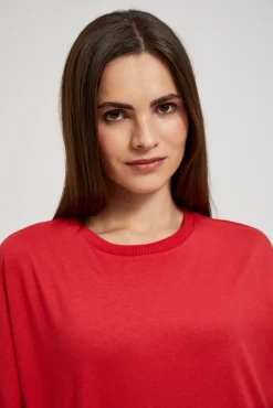 Bluzki Bawełniane|Bluzki Z Krótkim Rękawem>Moodo Bluzka oversize czerwona