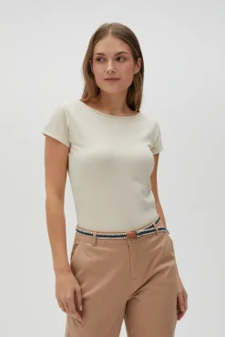 Bluzki Bawełniane|Bluzki Z Krótkim Rękawem>Moodo Dopasowany t-shirt beżowy