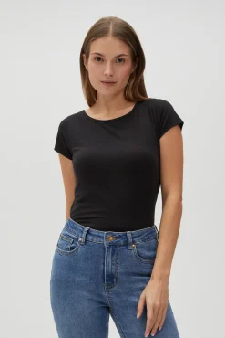Bluzki Bawełniane|Bluzki Z Krótkim Rękawem>Moodo Dopasowany t-shirt czarny
