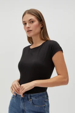 Bluzki Bawełniane|Bluzki Z Krótkim Rękawem>Moodo Dopasowany t-shirt czarny