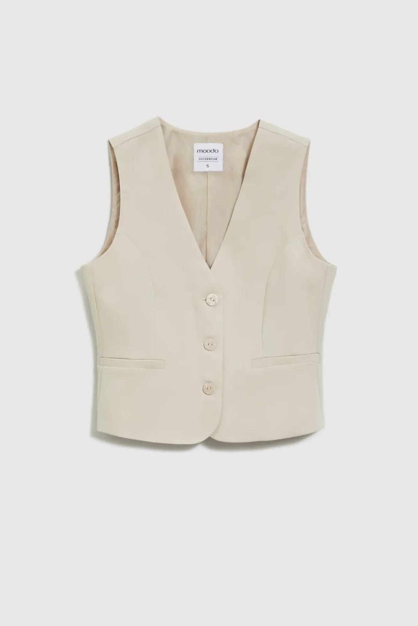 Kamizelki Damskie Eleganckie>Moodo Elegancka kamizelka beżowa