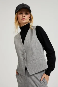 Kamizelki Damskie Garniturowe|Kamizelki Damskie Eleganckie>Moodo Elegancka kamizelka szara