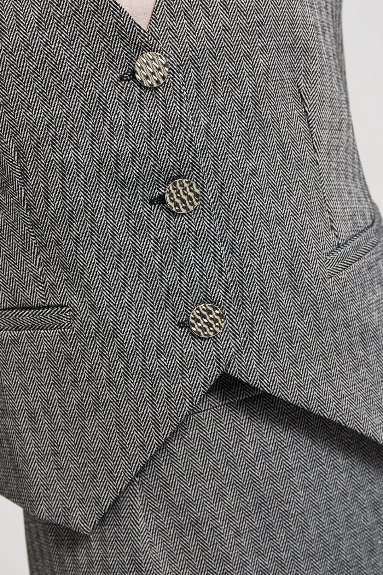 Kamizelki Damskie Eleganckie>Moodo Elegancka kamizelka z guzikami w kolorze srebrnym szara