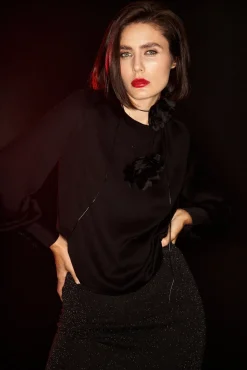 Koszule Czarne|Koszule Damskie Eleganckie>Moodo Elegancka koszula z bufiastymi rękawami czarna
